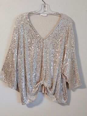 Bucket List Champagne Sequin Sequin Top Size Small